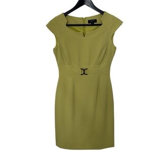 Tahari Arthur S. Levine Women's Petite Cap Sleeve Sheath Dress, Chartreuse, Sz 2